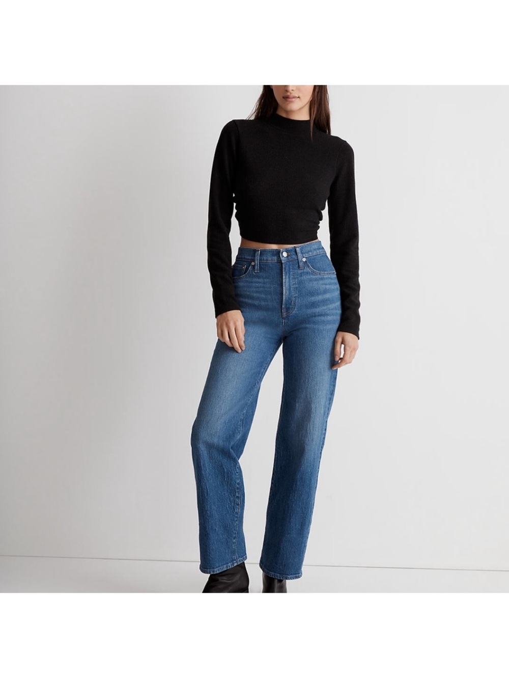 Madewell Ribbed Mockneck Open-Back Crop Top Size XS